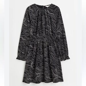 H&M Smocking Detail Long Sleeve Dress with metallic silver detail